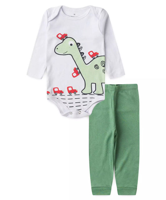 Conjunto de Body para Bebê Menino Dino Branco
