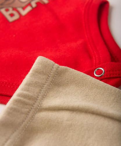 Conjunto de Body para Bebê Menino Ursinho Vermelho
