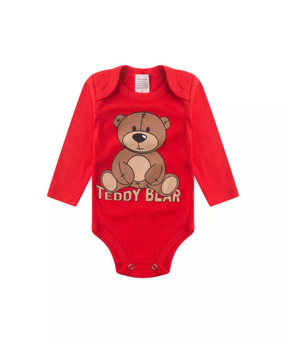 Conjunto de Body para Bebê Menino Ursinho Vermelho