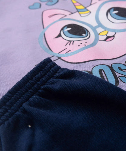 Conjunto de Frio Infantil Feminino Gatinho no Lilás