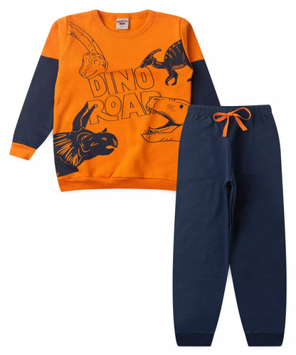 Conjunto de Frio Infantil Masculino Dinossauro Laranja