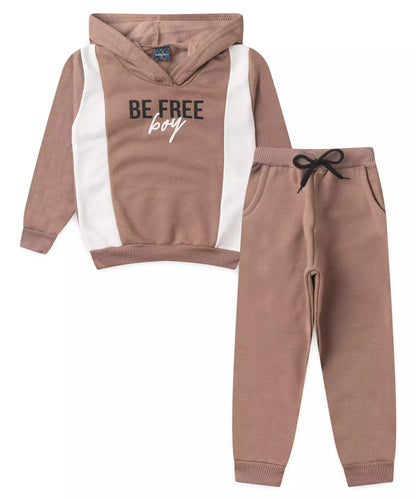 Conjunto de Frio Infantil Masculino Estampado Marrom