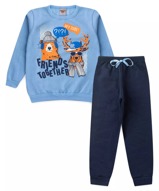 Conjunto de Frio Infantil Masculino Urso Azul