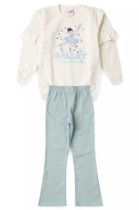 Conjunto de Frio Infantil Menina Bailarina Encantada Marfim