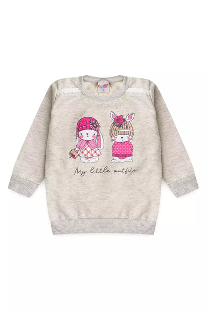 Conjunto de Frio Infantil Menina Bunny Pompom Mescla