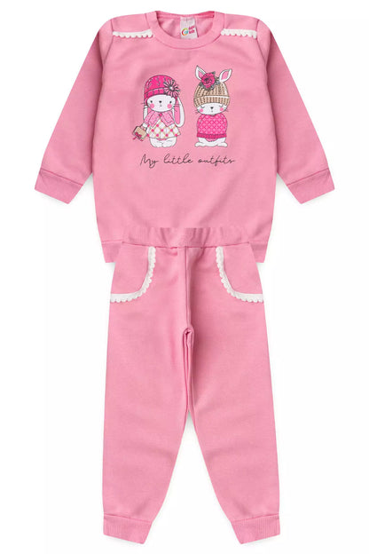 Conjunto de Frio Infantil Menina Bunny Pompom Rosa