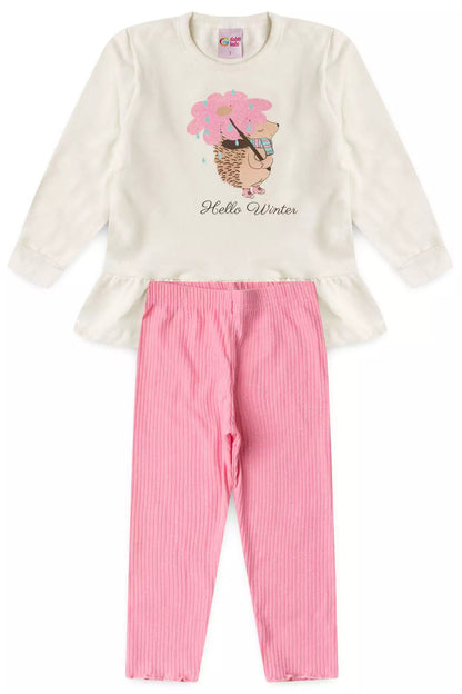 Conjunto de Frio Infantil Menina Hello Winter Marfim