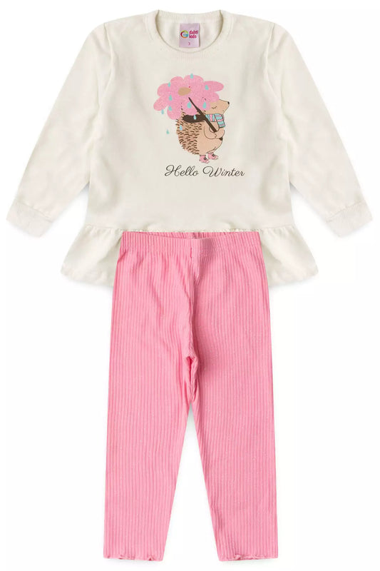 Conjunto de Frio Infantil Menina Hello Winter Marfim