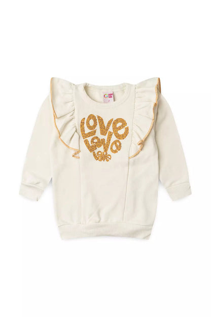 Conjunto de Frio Infantil Menina Love Puff Marfim