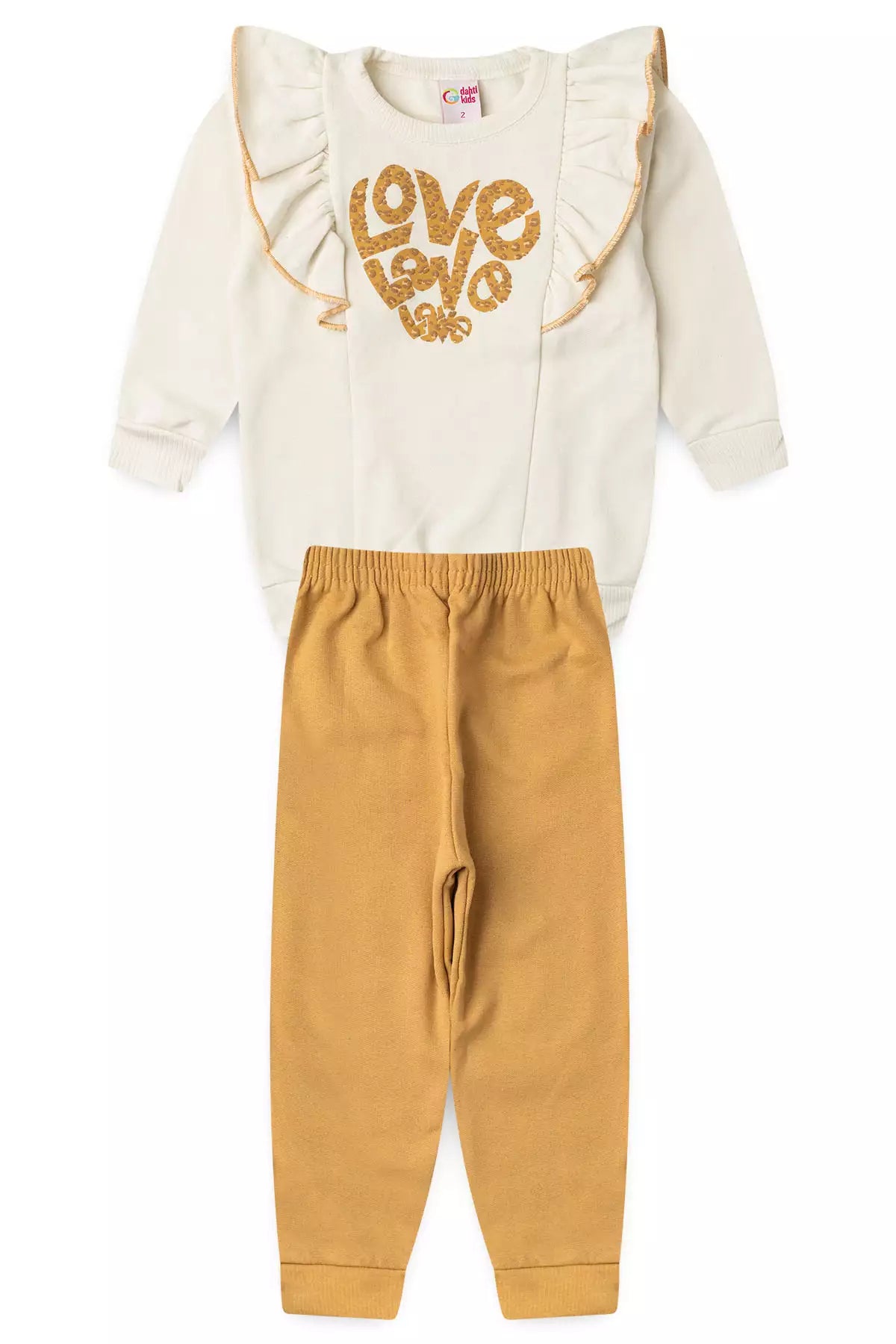 Conjunto de Frio Infantil Menina Love Puff Marfim