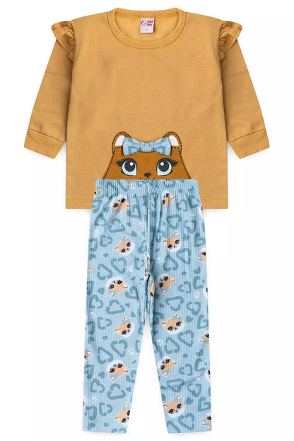 Conjunto de Frio Infantil Menina Ursinha Encantada Marrom