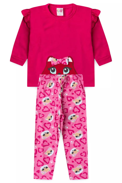 Conjunto de Frio Infantil Menina Ursinha Encantada Pink