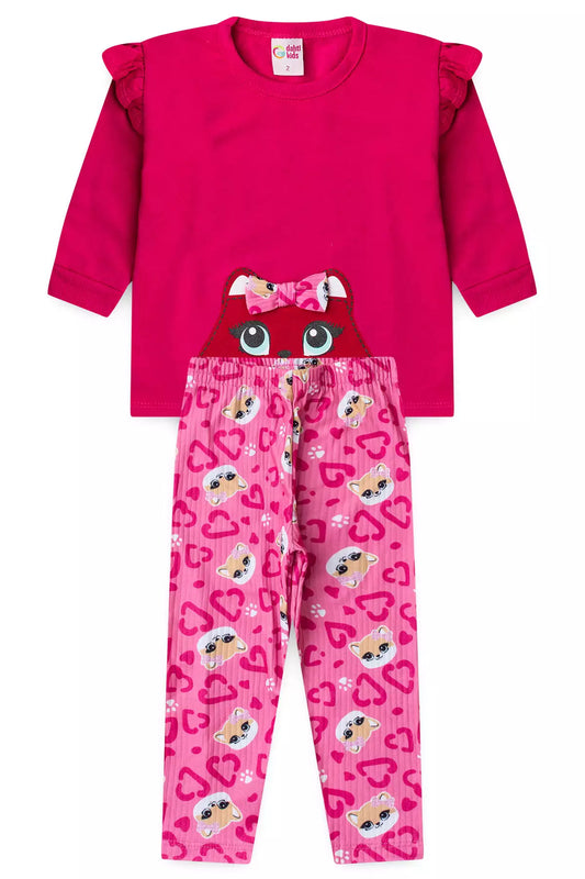 Conjunto de Frio Infantil Menina Ursinha Encantada Pink