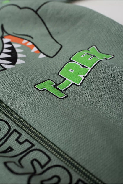Conjunto de Frio Infantil Menino Dino T-Rex Verde