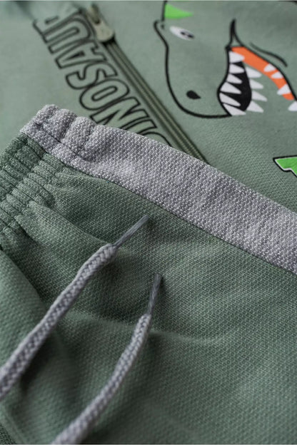 Conjunto de Frio Infantil Menino Dino T-Rex Verde
