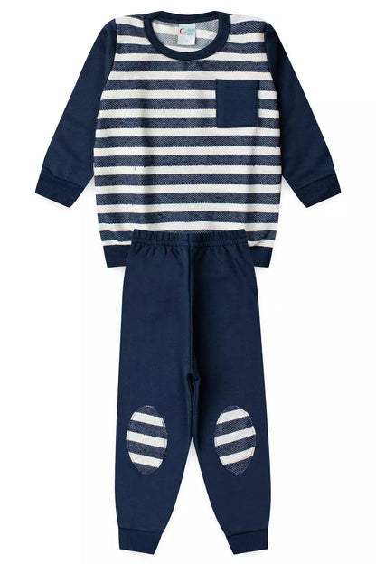 Conjunto de Frio Infantil Menino Listrado Marinho