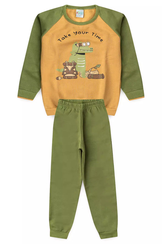 Conjunto de Frio Infantil Menino Take Your Time Marrom