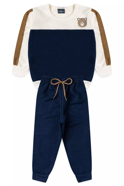 Conjunto de Frio Infantil Menino Ursinho Cozy Marfim