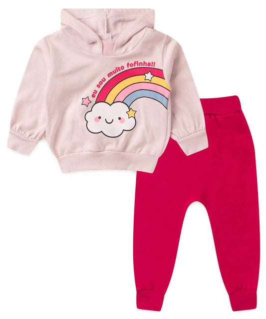 Conjunto de Frio para Bebê Menina Arco-íris Rosa