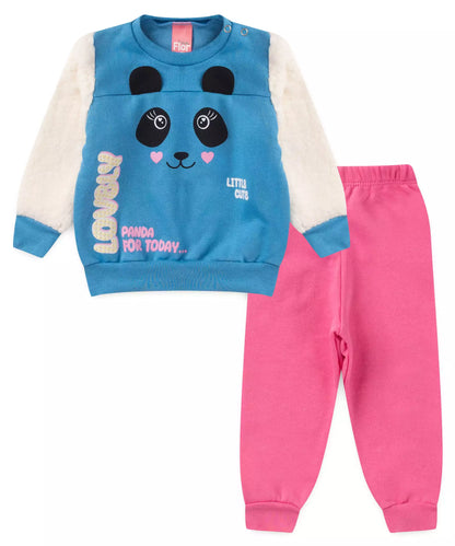 Conjunto de Frio para Bebê Menina Pandinha Azul