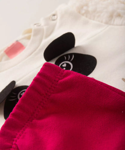 Conjunto de Frio para Bebê Menina Pandinha Marfim