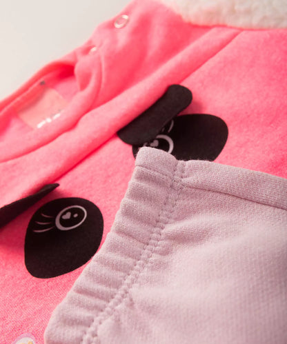 Conjunto de Frio para Bebê Menina Pandinha Rosa