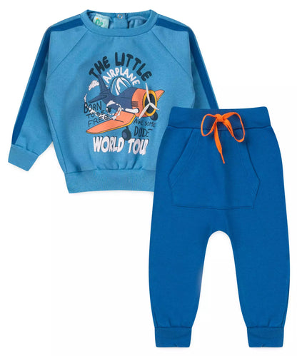 Conjunto de Frio para Bebê Menino Avião Azul