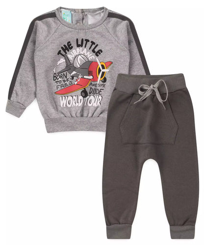 Conjunto de Frio para Bebê Menino Avião Mescla
