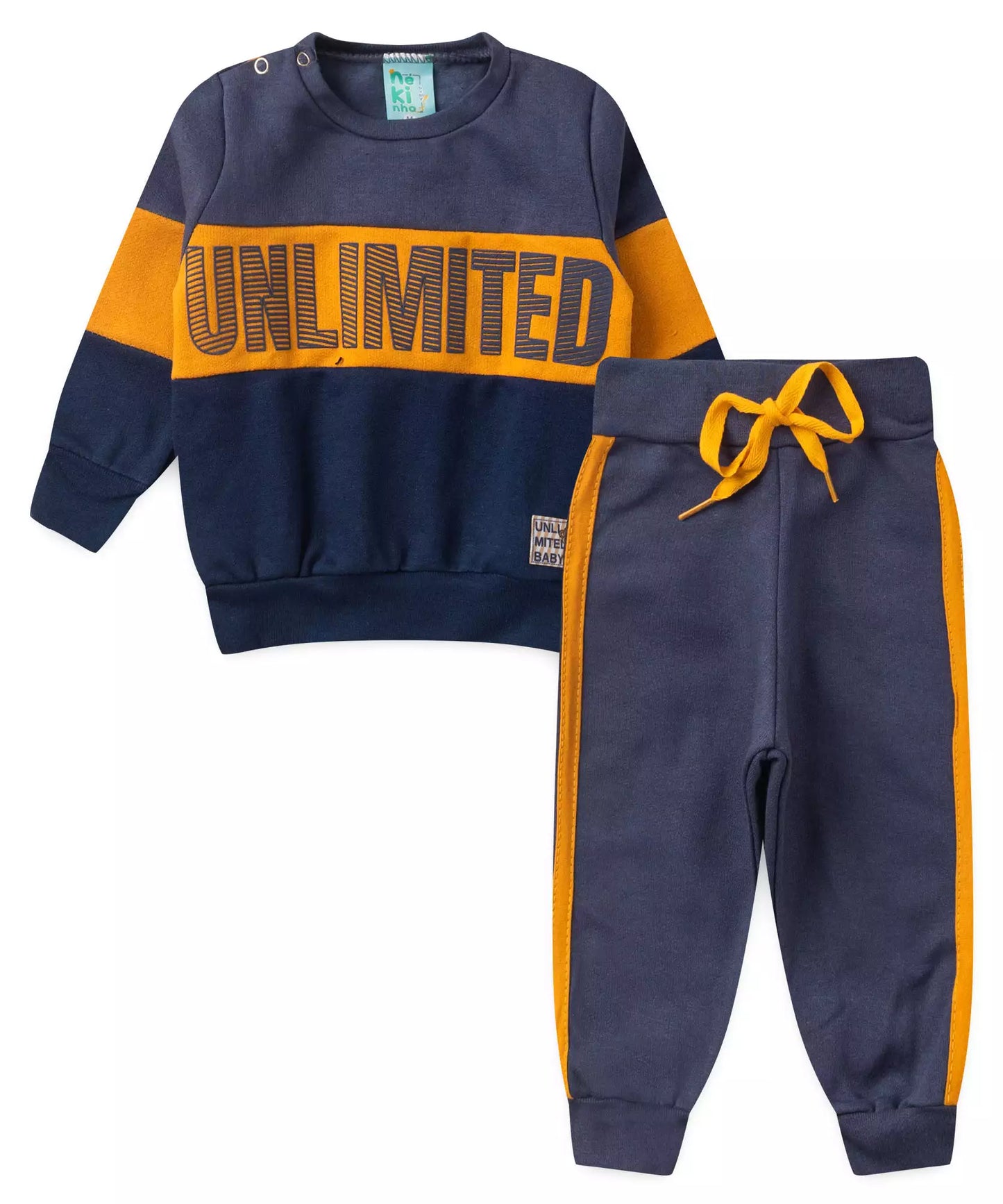 Conjunto de Frio para Bebê Menino Estampado Listrado Azul