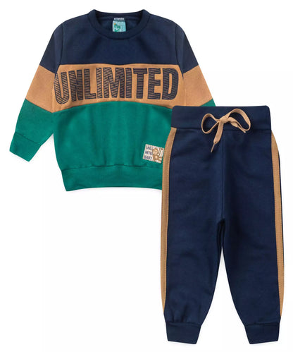 Conjunto de Frio para Bebê Menino Estampado Listrado Marinho