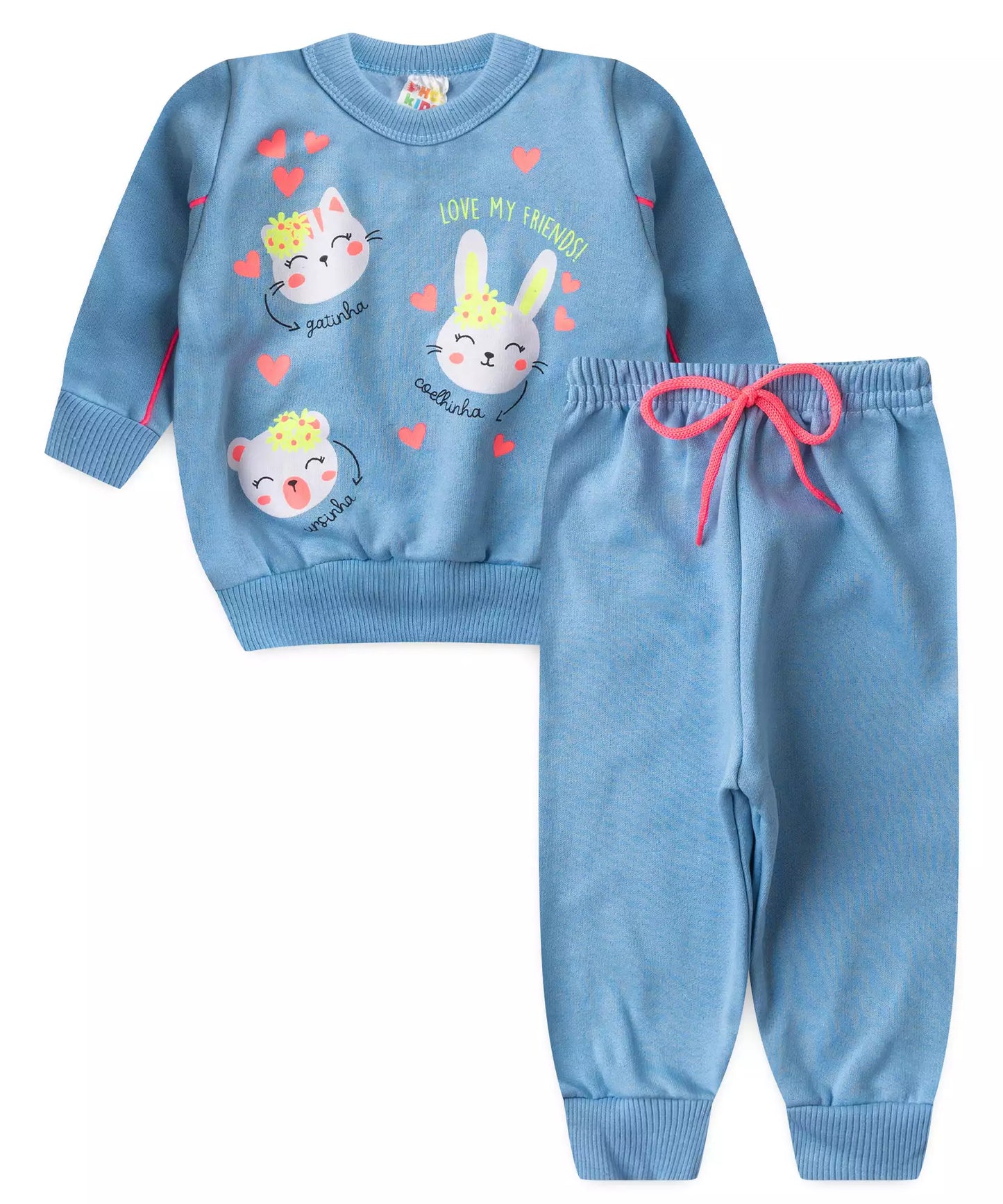 Conjunto de Frio para Bebê Menina Bichinhos no Azul