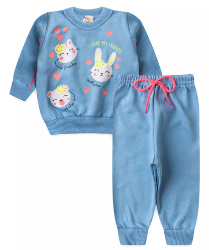 Conjunto de Frio para Bebê Menina Bichinhos no Azul