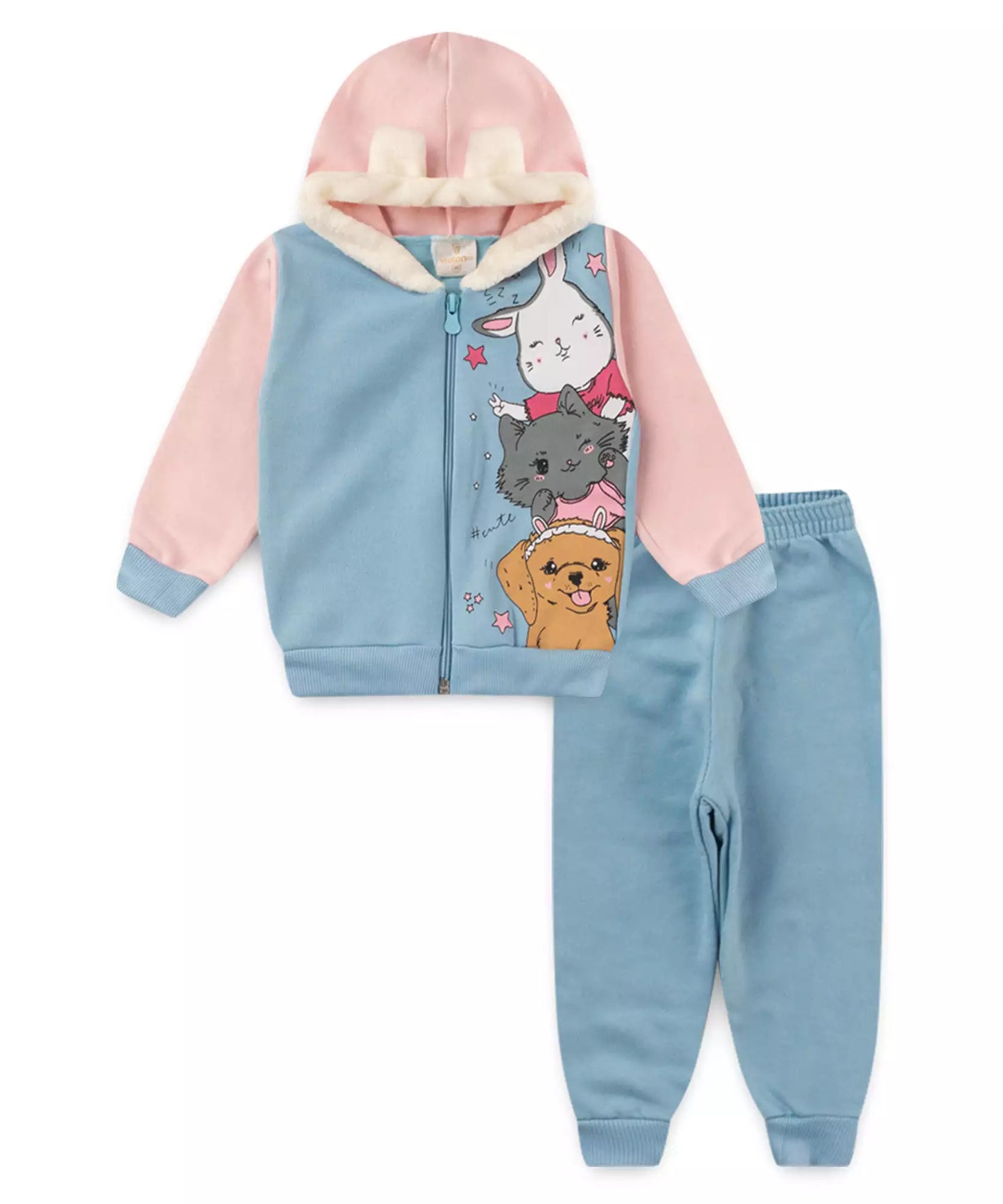 Conjunto de Frio para Bebê Menina Bichinhos Azul