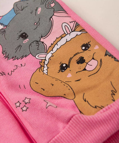 Conjunto de Frio para Bebê Menina Bichinhos Rosa