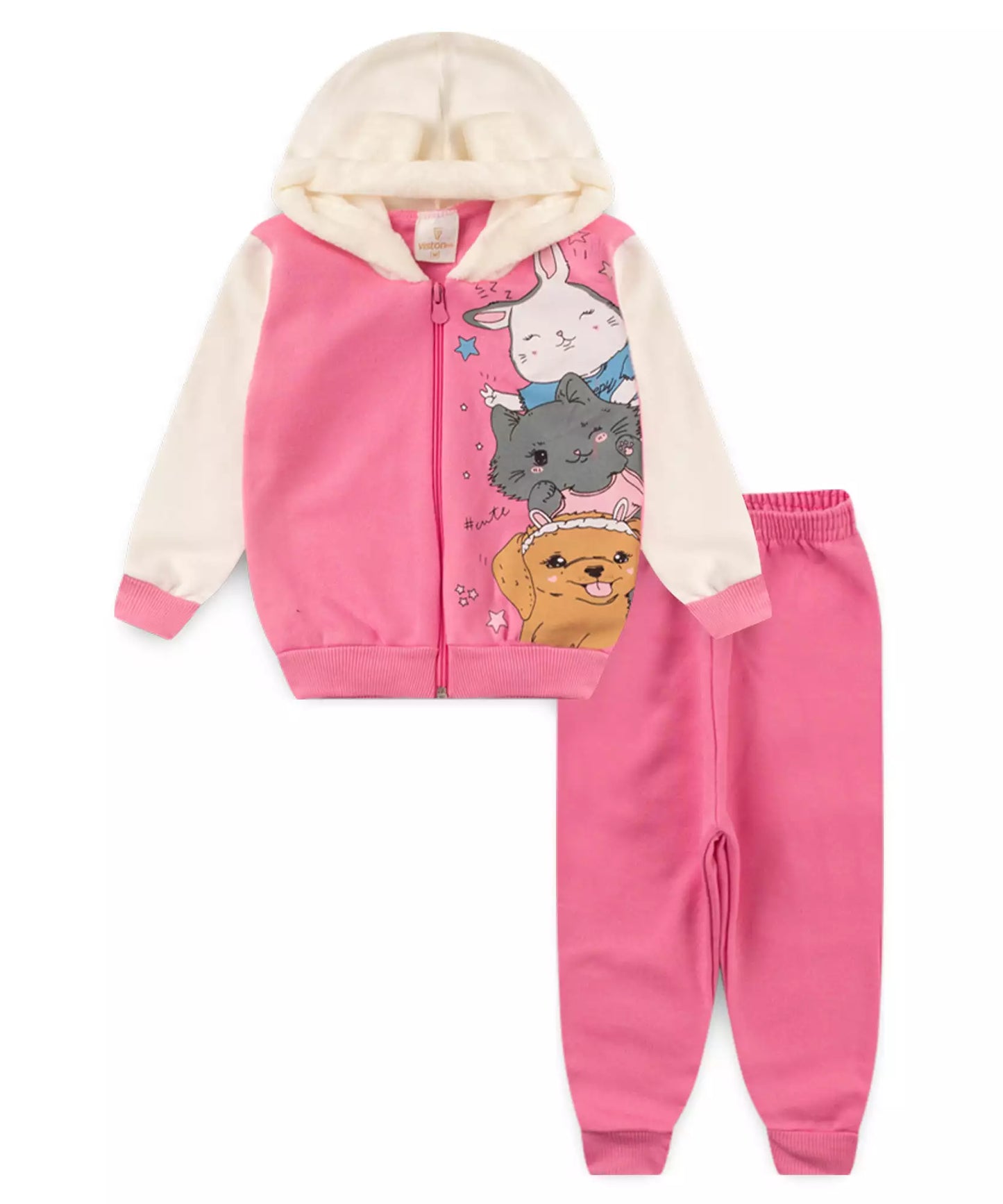 Conjunto de Frio para Bebê Menina Bichinhos Rosa