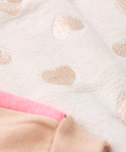 Conjunto de Frio para Bebê Menina Coração Marfim