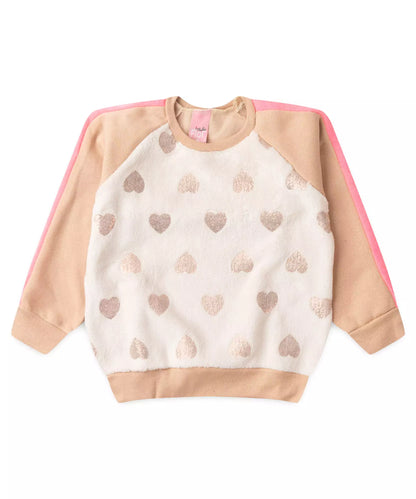 Conjunto de Frio para Bebê Menina Coração Marfim