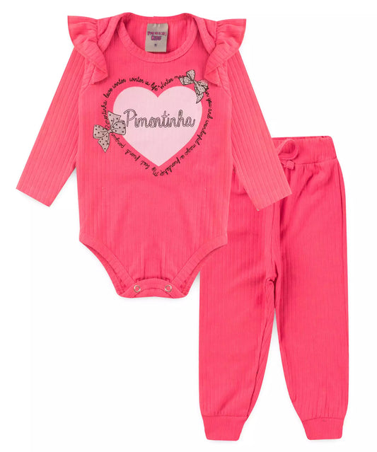 Conjunto de Frio para Bebê Menina Coração Pink