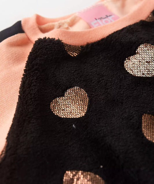 Conjunto de Frio para Bebê Menina Coração Preto