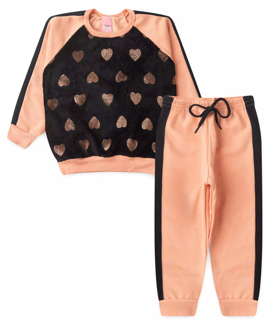 Conjunto de Frio para Bebê Menina Coração Preto