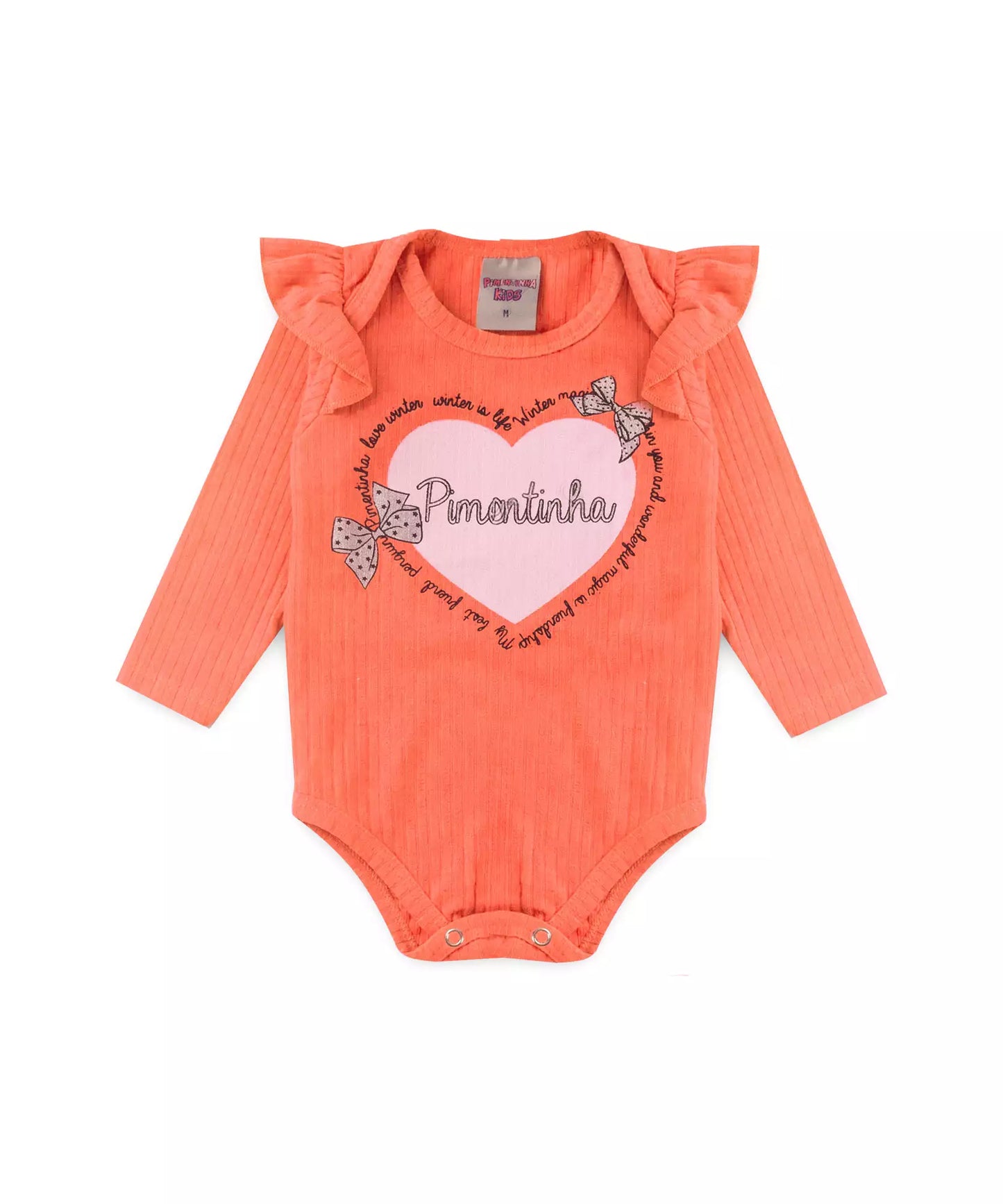 Conjunto de Frio para Bebê Menina Coração Salmão