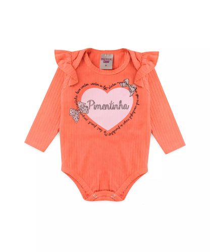 Conjunto de Frio para Bebê Menina Coração Salmão