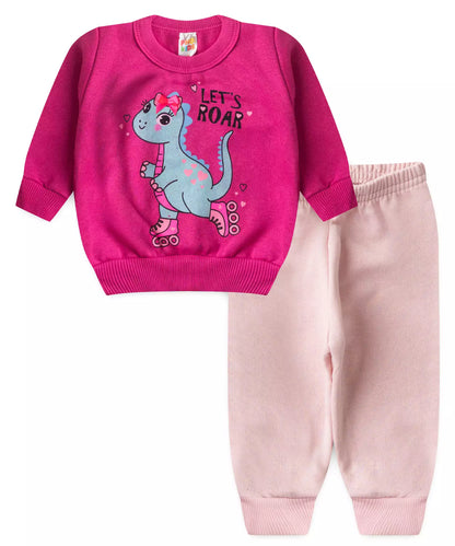 Conjunto de Frio para Bebê Menina Dino Pink