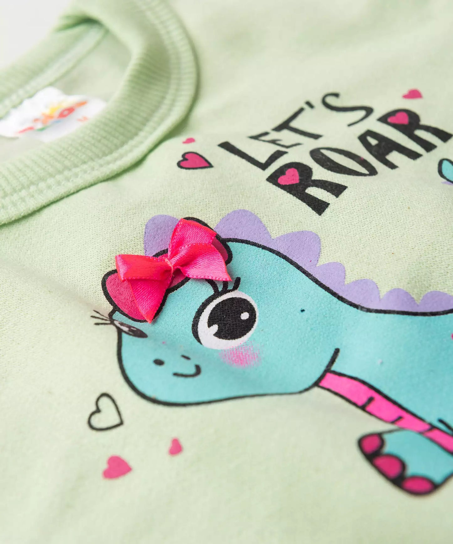 Conjunto de Frio para Bebê Menina Dino Verde