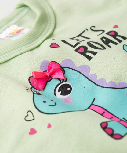 Conjunto de Frio para Bebê Menina Dino Verde