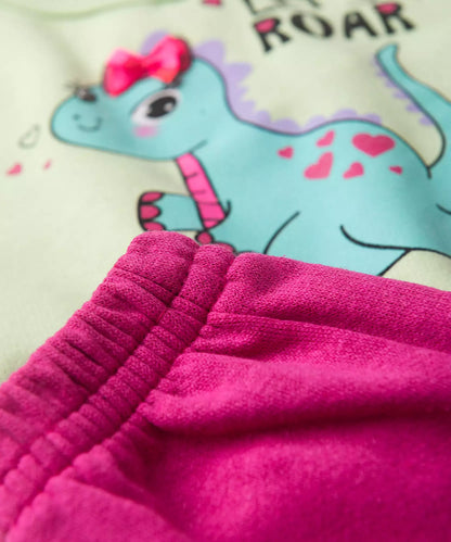 Conjunto de Frio para Bebê Menina Dino Verde