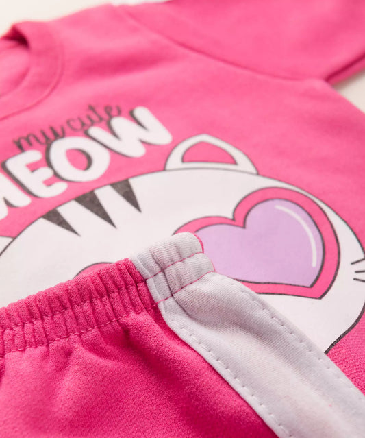 Conjunto de Frio para Bebê Menina Gatinho Pink