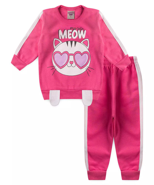 Conjunto de Frio para Bebê Menina Gatinho Pink