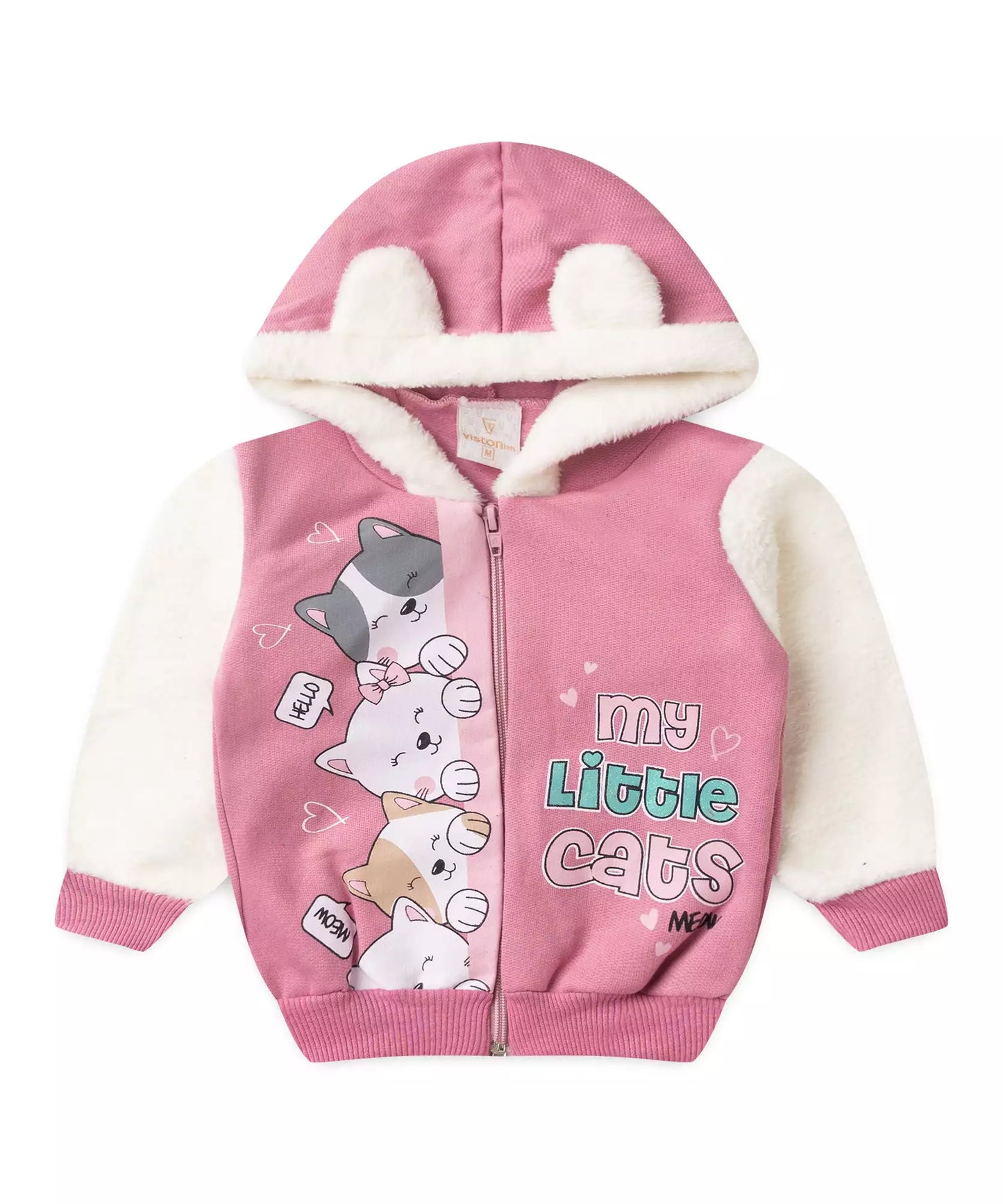 Conjunto de Frio para Bebê Menina Gatinhos Rosa