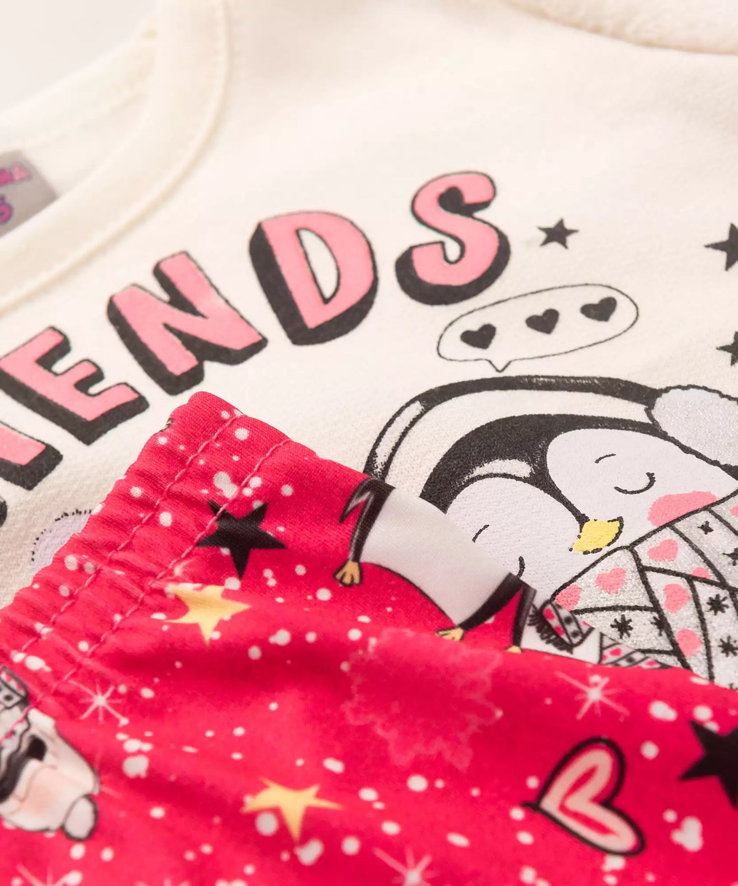 Conjunto de Frio para Bebê Menina Pinguim Marfim